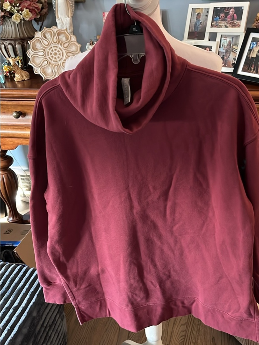 Athleta Burgundy Cowl Neck Pullover Sweater